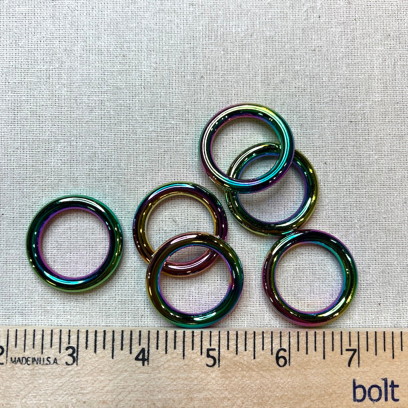 Hardware - Zinc Alloy Solid O-Ring - 1" - Iridescent Rainbow