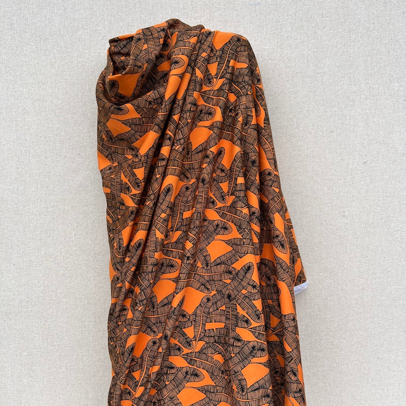 SALE Avalana Brushed Knit - Leaves - Orange