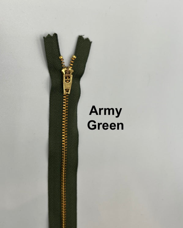 YKK - Jeans Zipper - Antique Brass - 18cm (7") - Army Green
