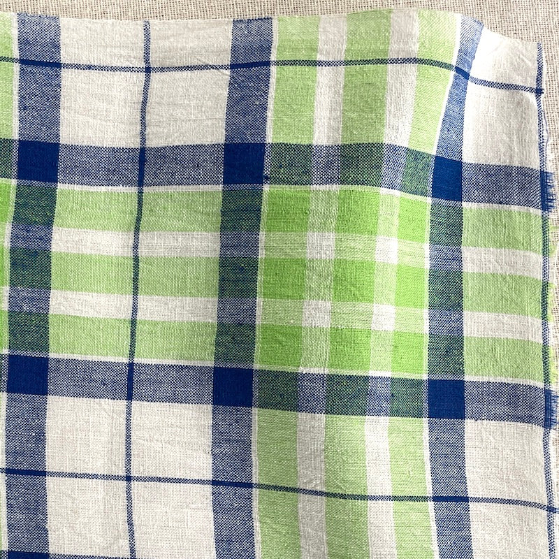 SALE! Yarn Dyed - Handwoven Plaid - Blue, Green and White