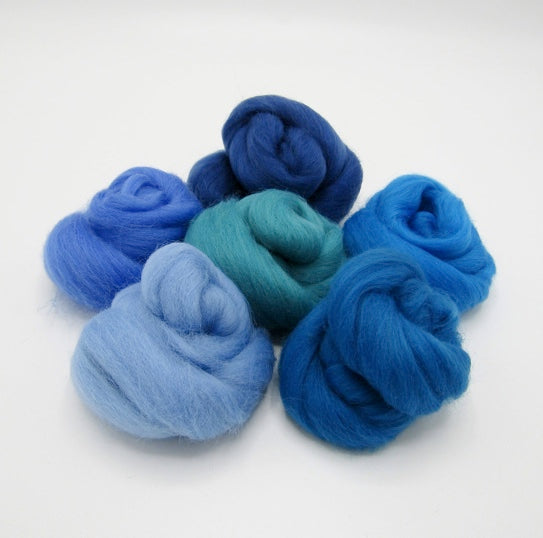 Feather Felts - Blue - Wool Roving Bundle