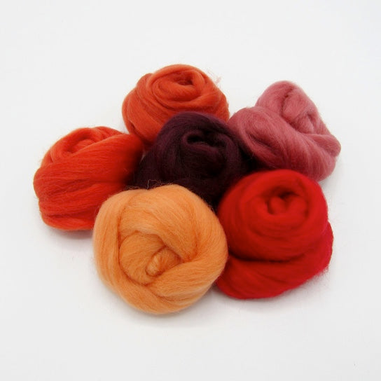 Feather Felts - Red - Wool Roving Bundle