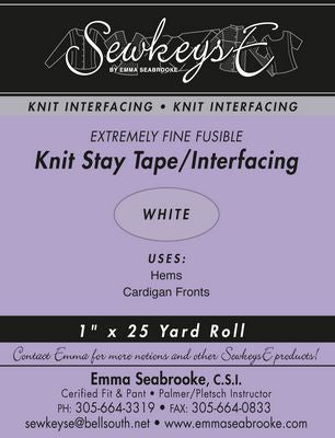 SewkeysE - Knit Stay Tape - Extremely Fine Fusible Knit - 1" x 25 yd. Roll
