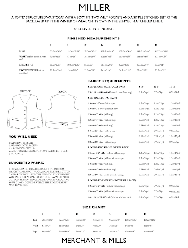 Merchant & Mills - The Miller Vest - Size UK 6-18/18-28