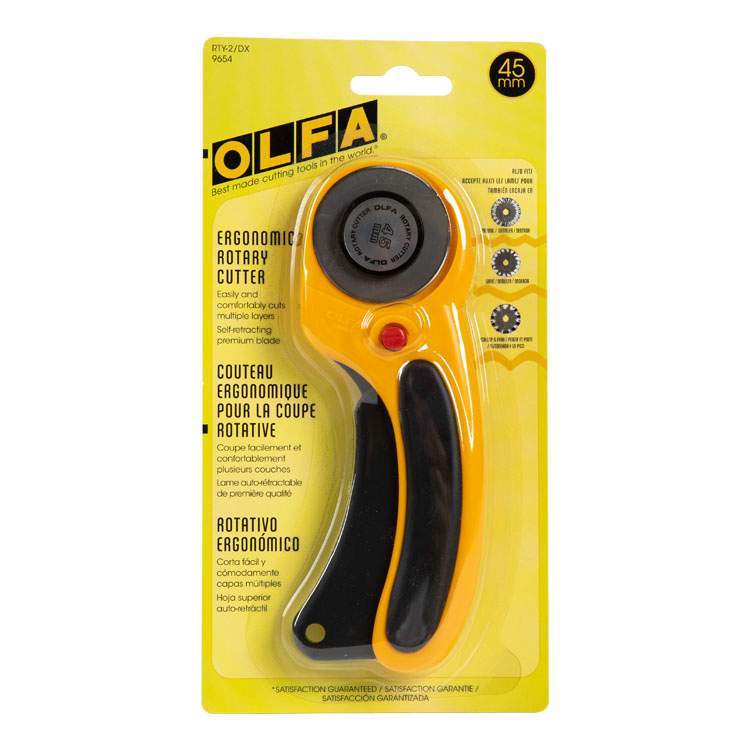 Olfa Rotary Cutter - Ergonomic Rotary Cutter - 45mm - Yellow