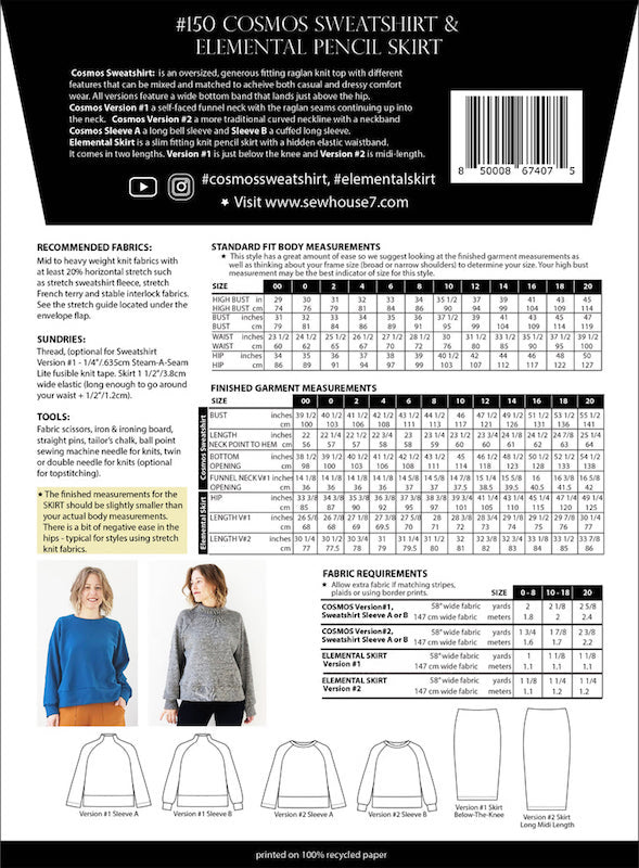 Sew House Seven - Cosmos Sweatshirt and Elemental Pencil Skirt - Various