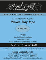 SewkeysE - Extremely Fine Woven Stay Tape - Natural - 1/2"x25yd