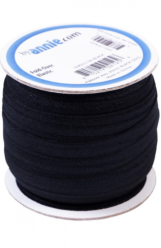 By Annie - Black Fold Over Elastic - 3/4"