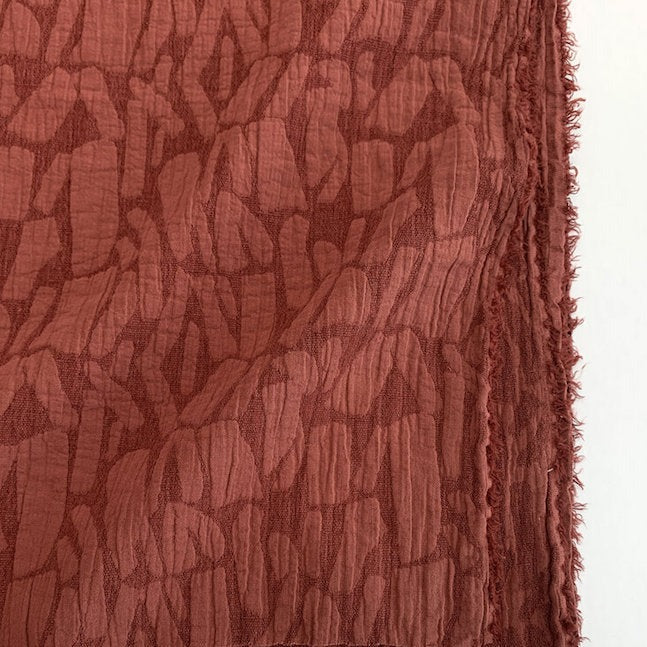 Weston Abstract Textured Jacquard - Cotton Rayon Blend - Auburn