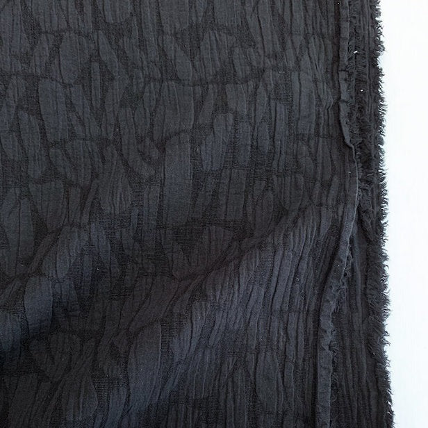 Weston Abstract Textured Jacquard - Cotton Rayon Blend - Black