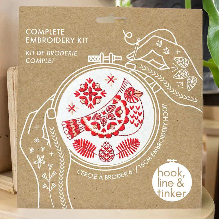 Hook, Line & Tinker - Embroidery Kit - Folk Cardinal