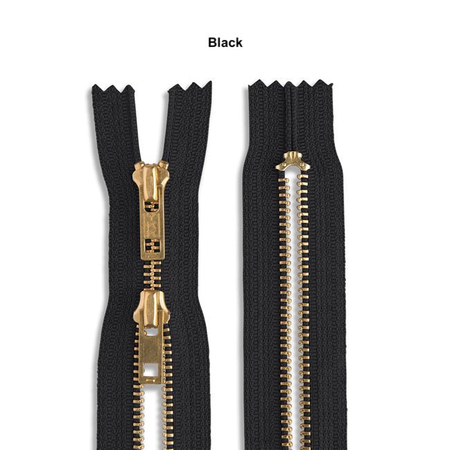 YKK - Brass Two-Way Non-Separating Zipper - 22" - Various Colors