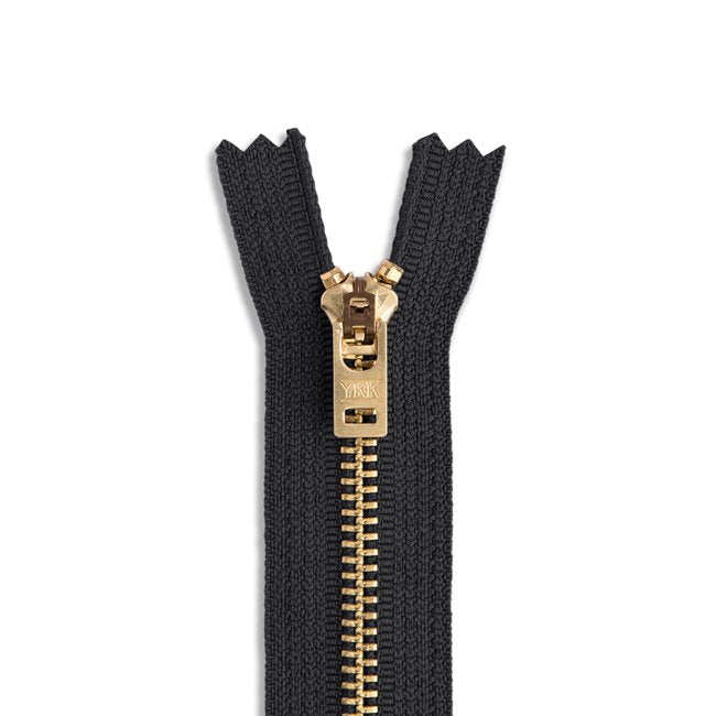 YKK Brass Non-Separating Zipper - 5" - Black