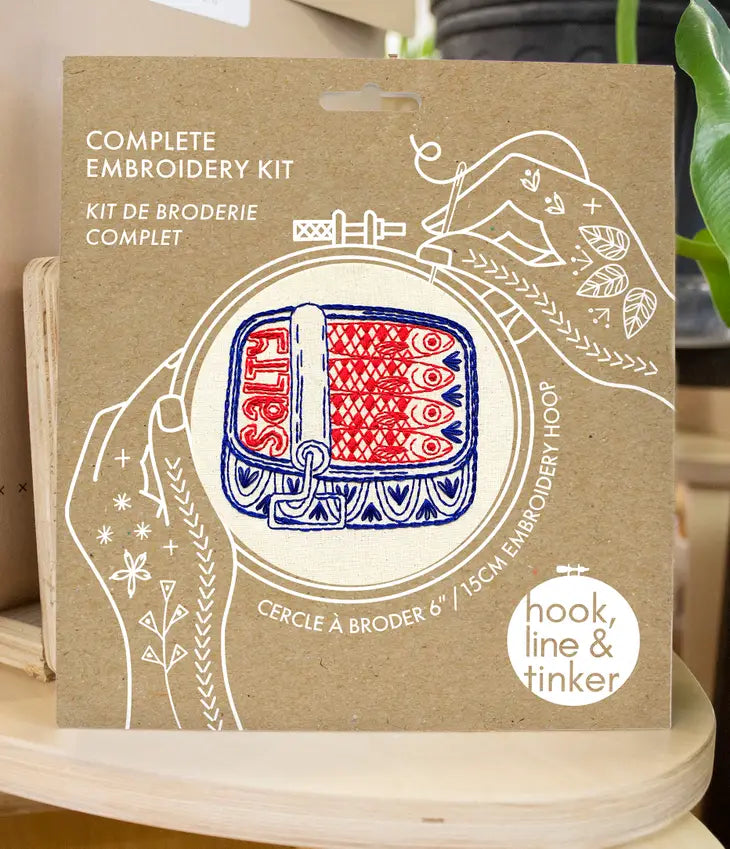 Hook, Line & Tinker - Embroidery Kit - Canned Sardines