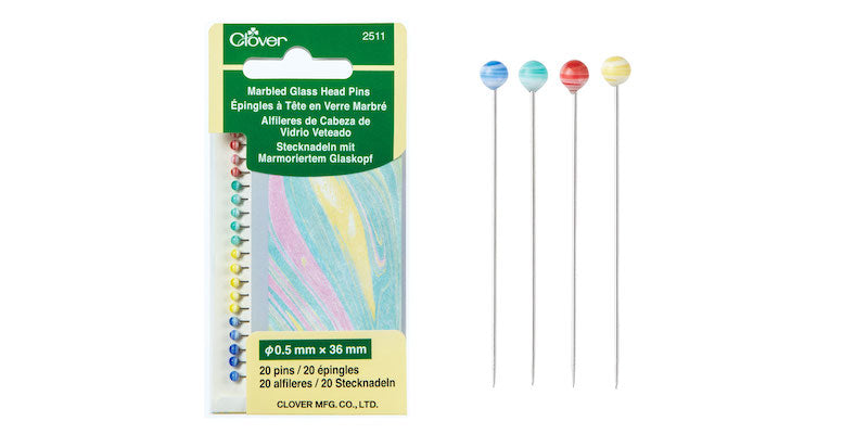 Clover - Marbled Glass Head Pins - 20 count