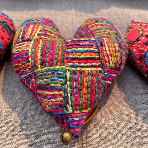 Dropcloth Samplers - Embroidery Sampler - Heart Ornaments