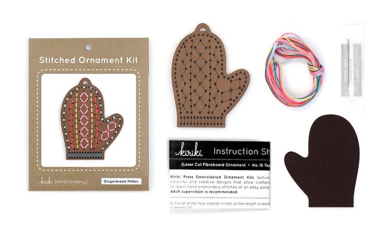 Kiriki Press - Ornament Embroidery Kits - Gingerbread Mitten