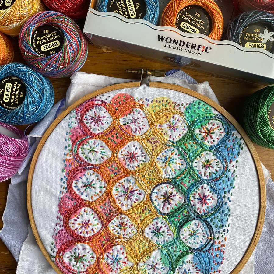 Dropcloth Samplers - Embroidery Sampler - Yo Yo Rainbow