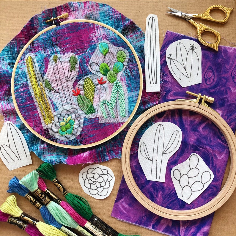 M Creative J Botanical Fiber Art - Stick and Stich Embroidery Patterns - Cactus