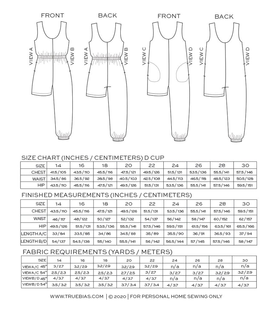 True Bias - Nova Jumpsuit - Various Sizes