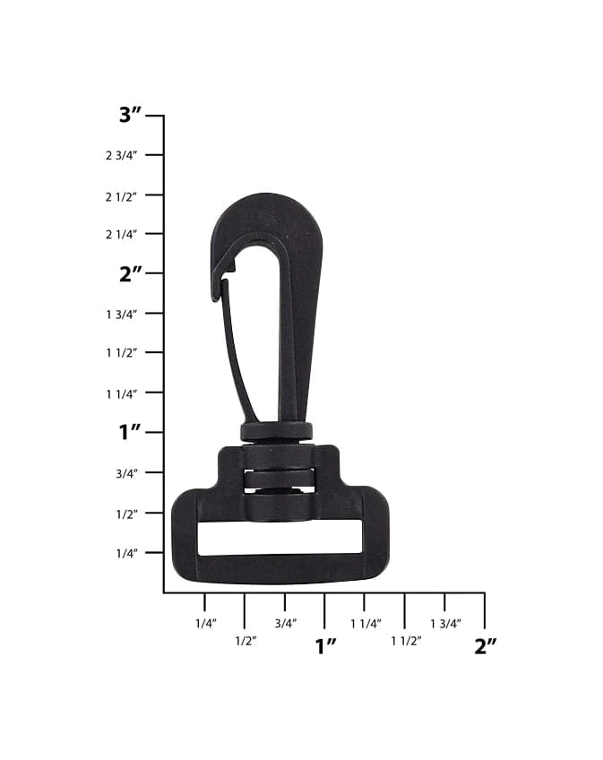 Hardware - Plastic Swivel Snap Hook - Matte Black - 1"
