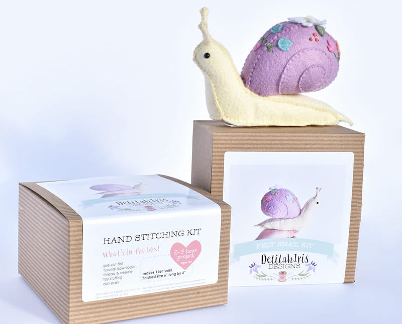 Delilah Iris Designs - Felt Snail DIY Hand Sewing Kit - Cream
