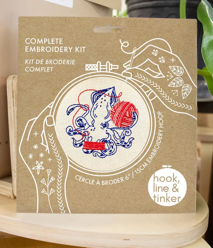 Hook, Line & Tinker - Embroidery Kit - Squid Balling Yarn